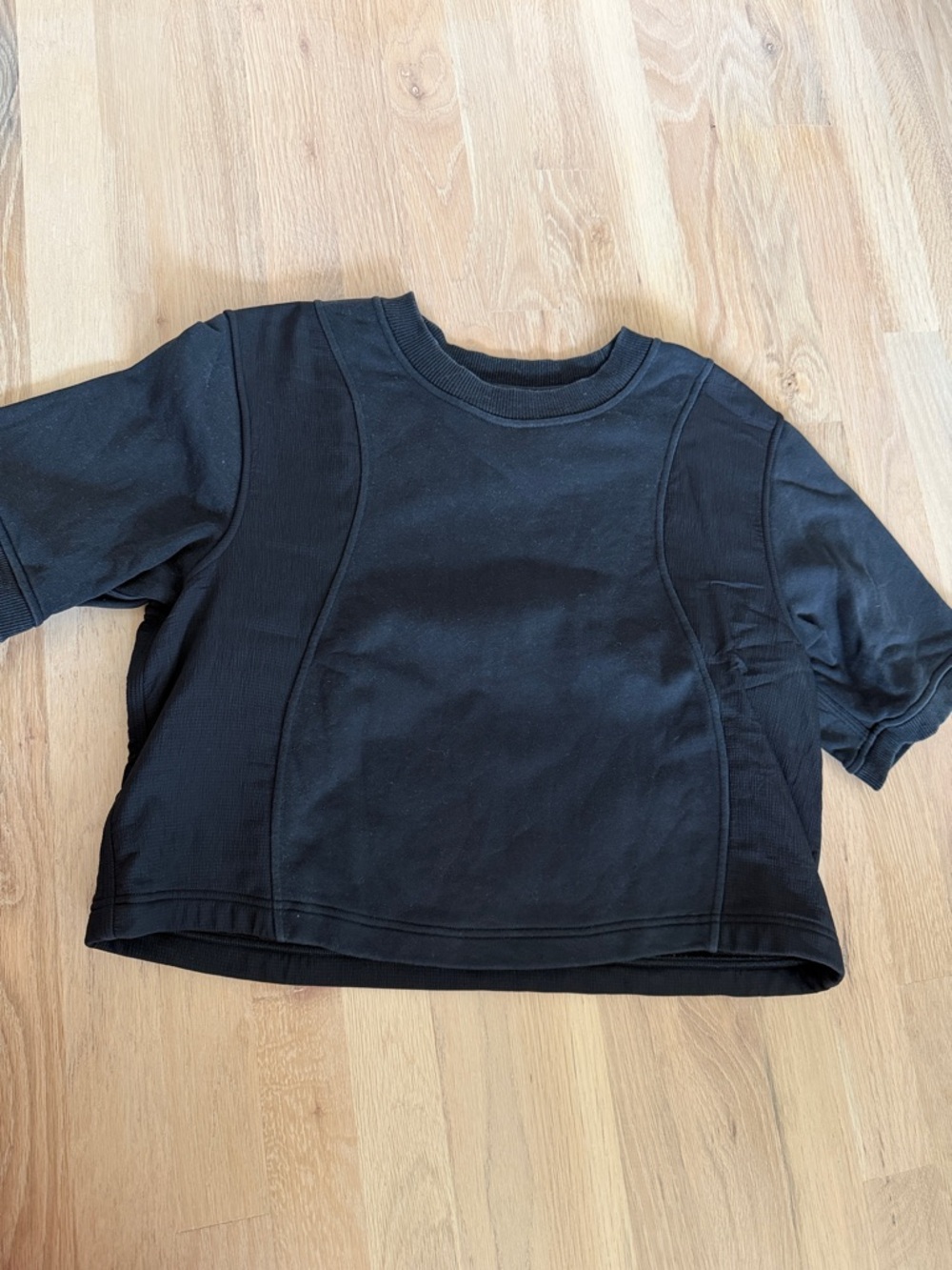 lululemon athletica Black Short Sleeve Crewneck Cropped Shirt